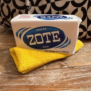 Zote White Soap with Yellow Cloth